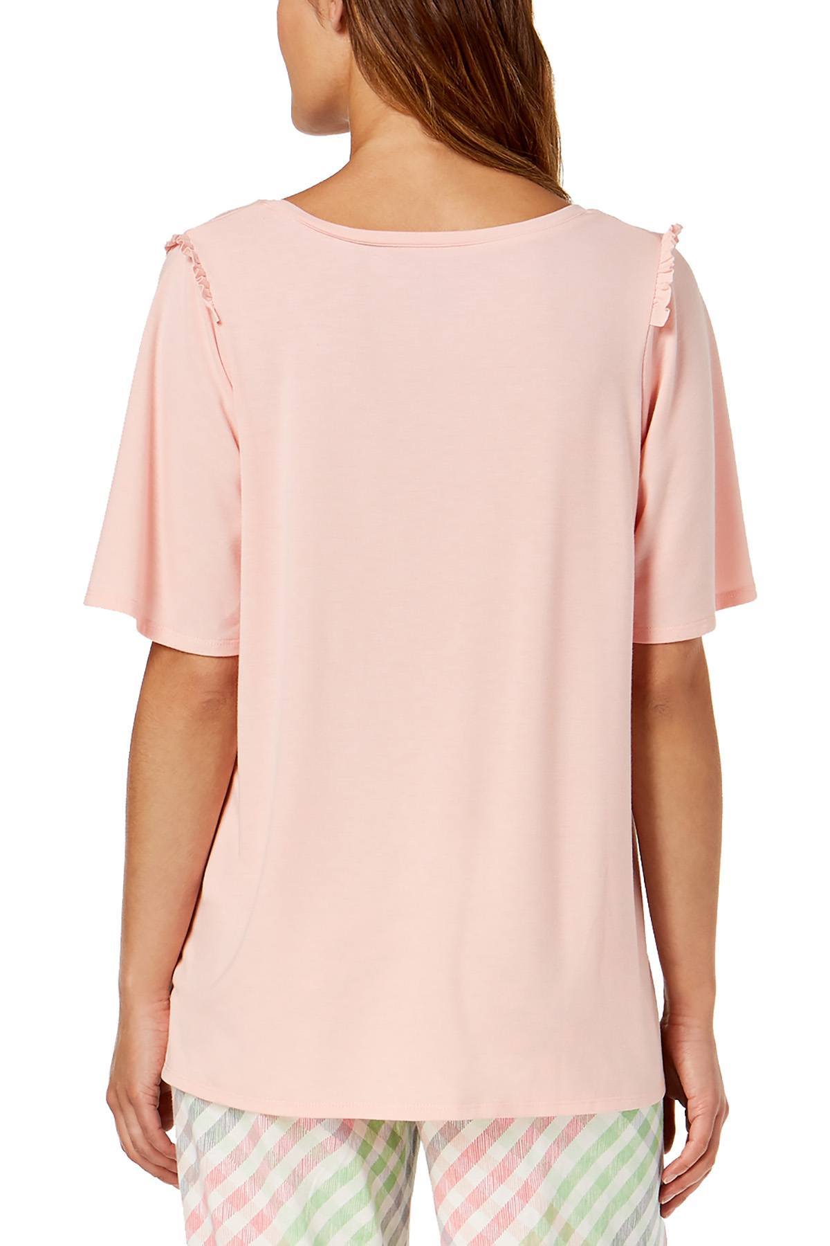 HUE Blossom Pink Bell Ruffled Sleeve Lounge Top