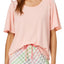 HUE Blossom Pink Bell Ruffled Sleeve Lounge Top