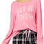 HUE Femme-Pink Holiday-Print Cotton Modal Pajama Top