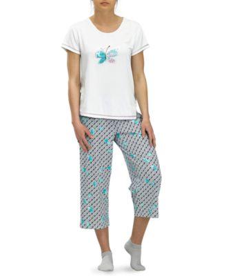 HUE HOSIERY/KAYSER ROTH Hue Stay Hopeful Butterfly Capri P White S WHITE