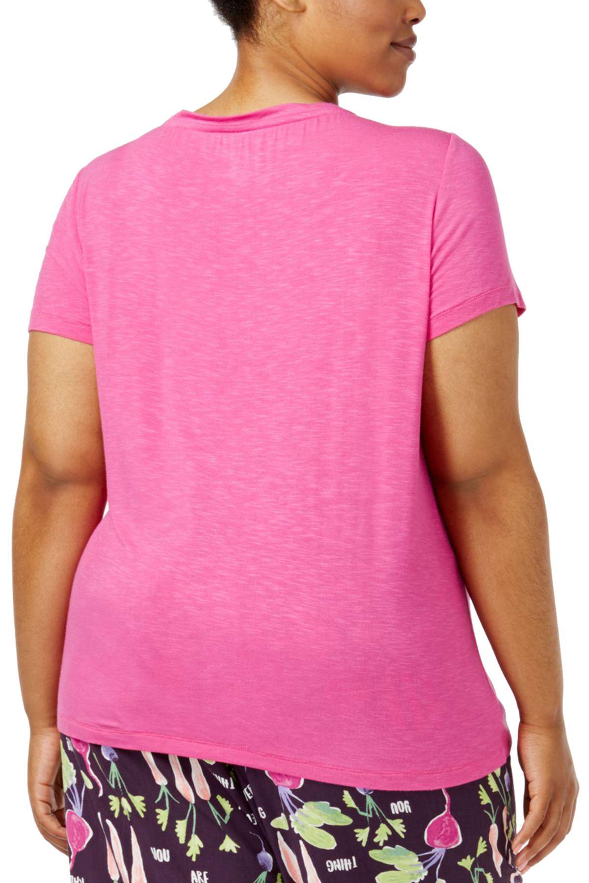 HUE PLUS Rose-Violet Printed Lounge Tee