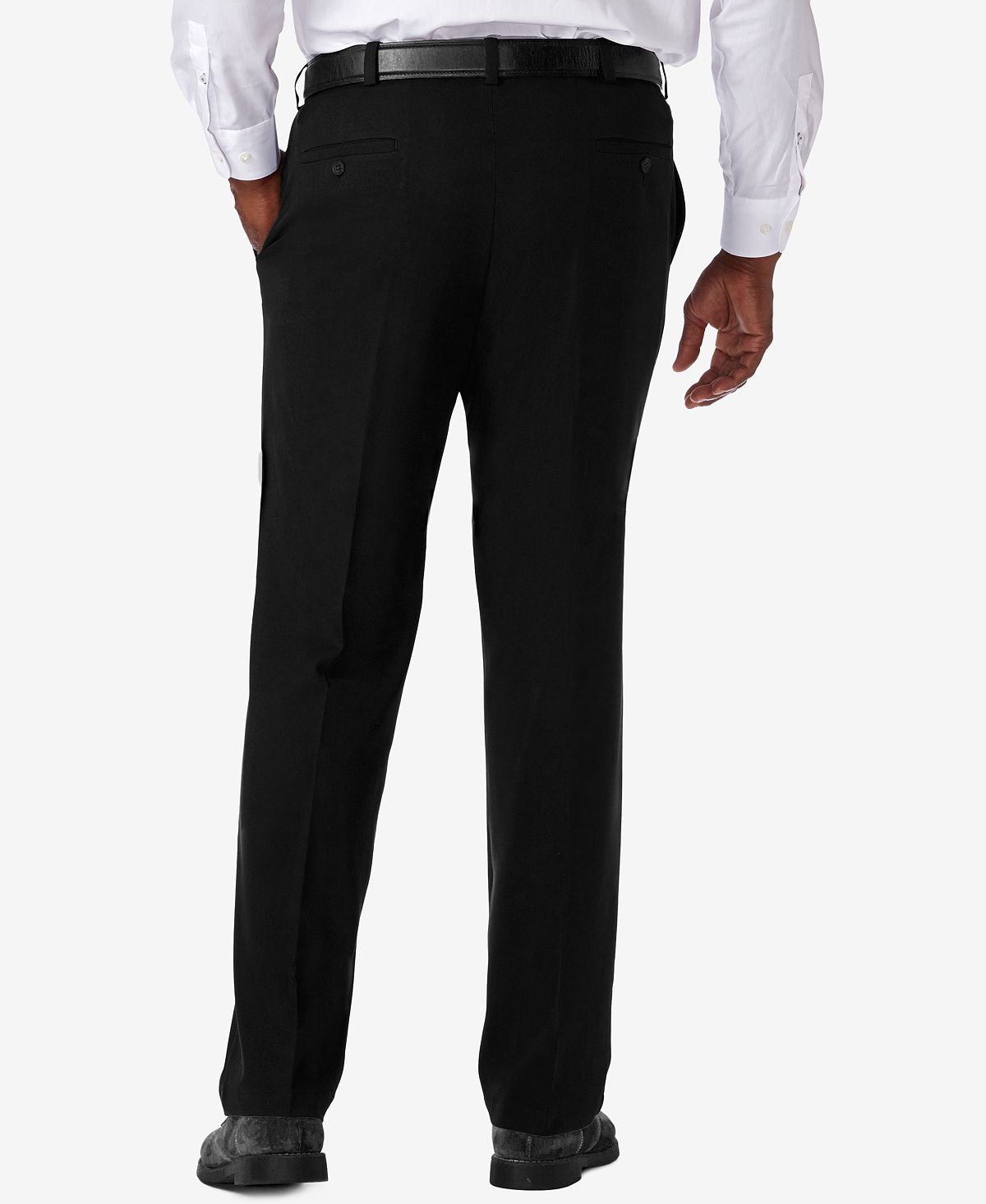 Haggar Big & Tall Cool 18pro Classic-fit Expandable Waist Flat Front Stretch Dress Pants Black