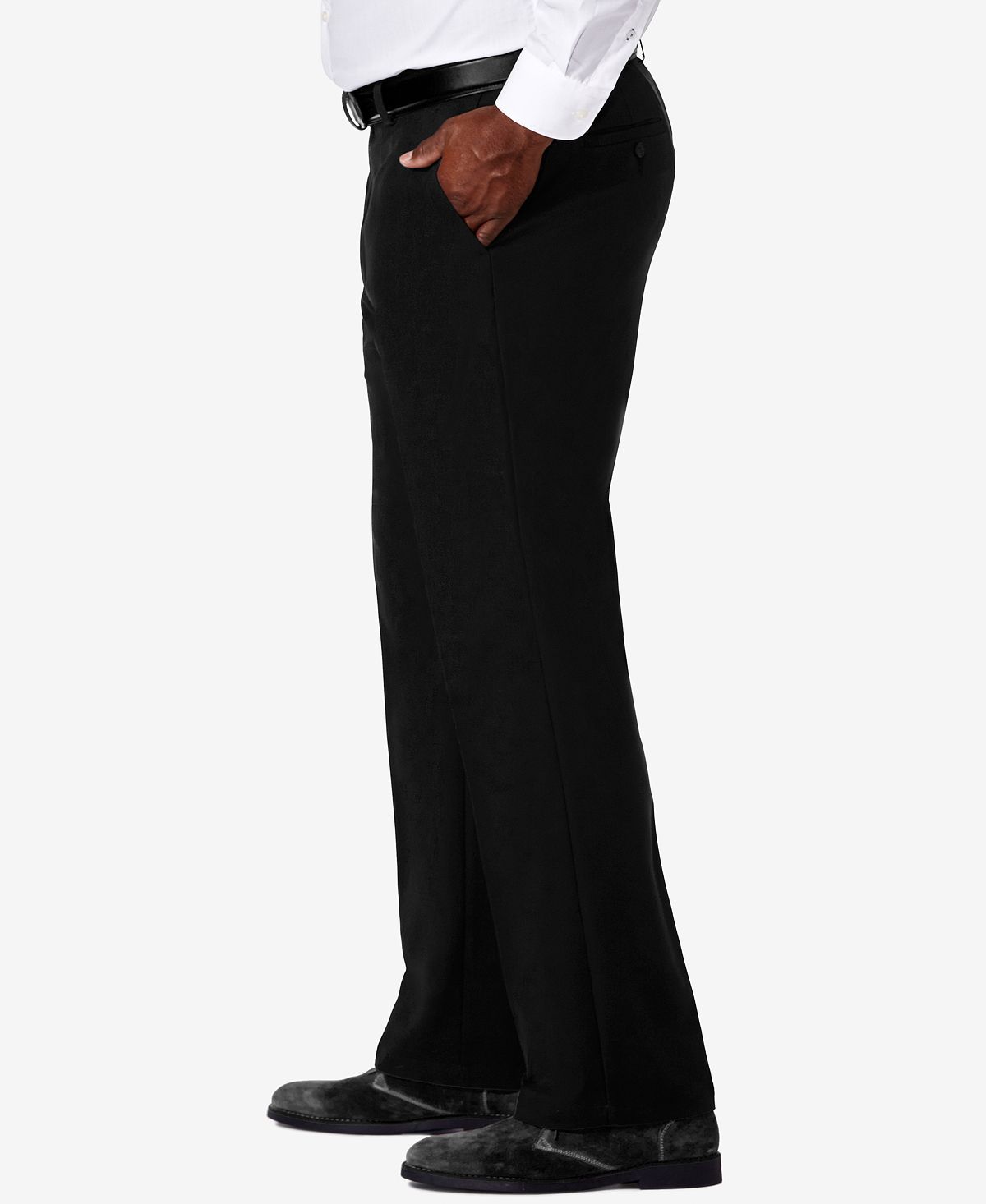 Haggar Big & Tall Cool 18pro Classic-fit Expandable Waist Flat Front Stretch Dress Pants Black