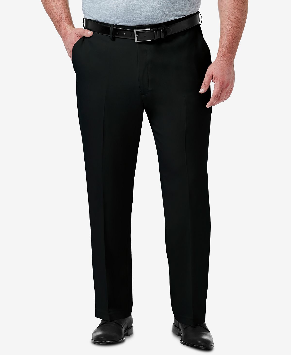 Haggar Big & Tall Premium Comfort Stretch Classic-fit Solid Flat Front Dress Pants Black