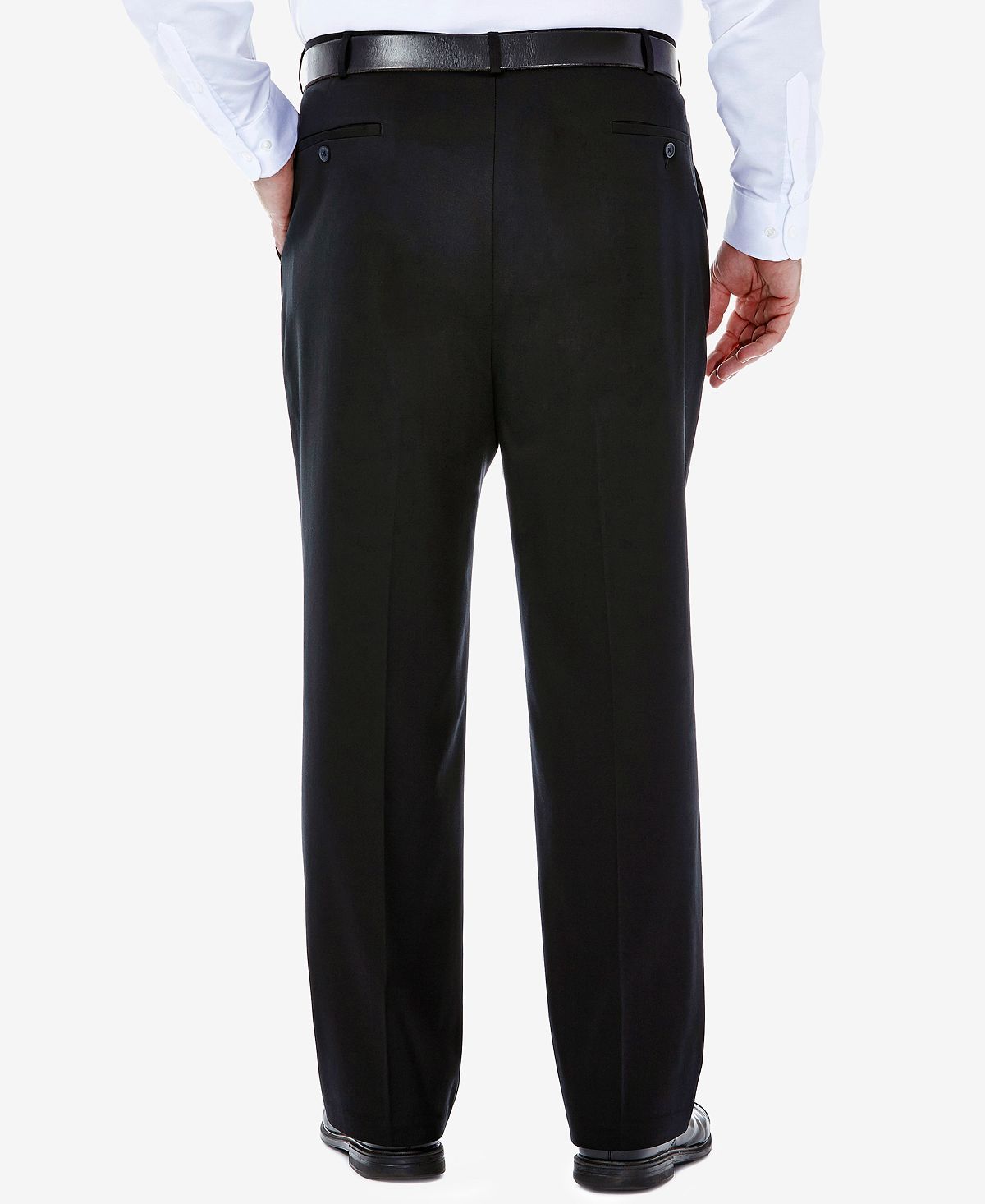 Haggar Big & Tall Premium No Iron Khaki Classic Fit Flat Front Hidden Expandable Waistband Pants Black