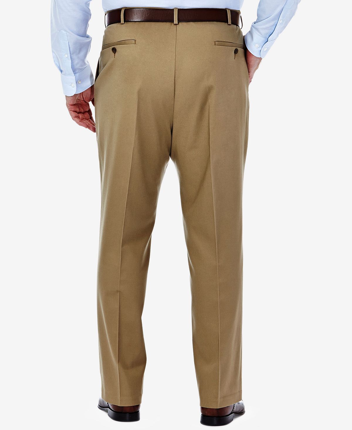 Haggar Big & Tall Premium No Iron Khaki Classic Fit Flat Front Hidden Expandable Waistband Pants British Khaki