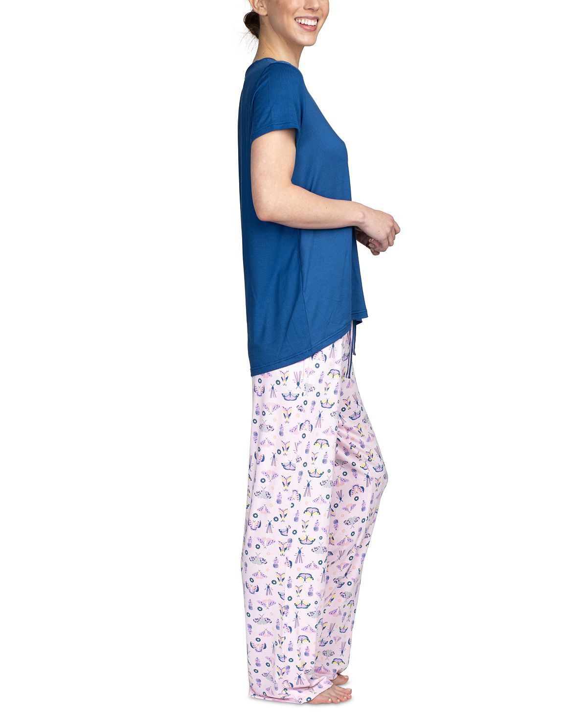 Hanes Wo 2pc Pajama Set Blue/sprin