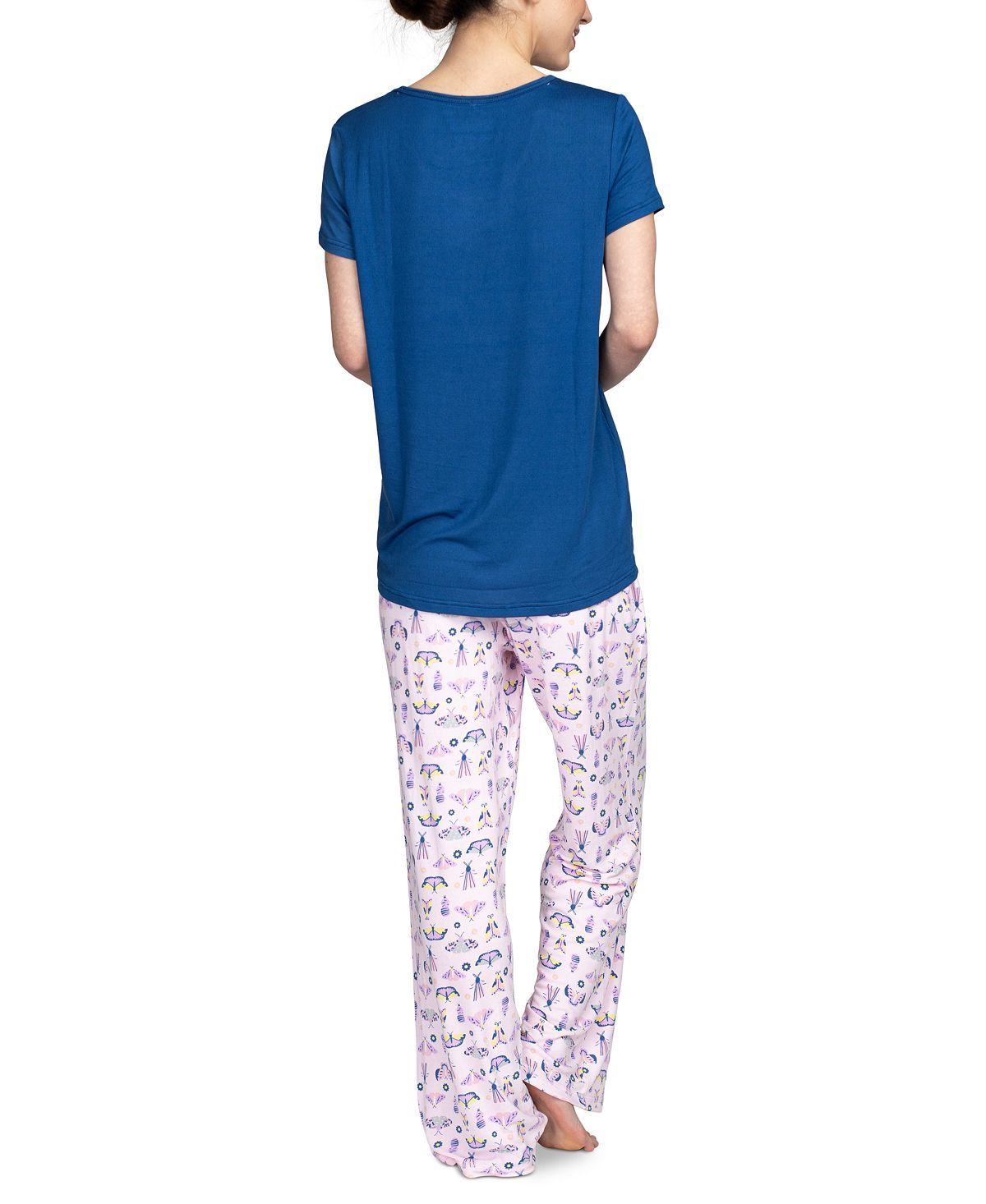 Hanes Wo 2pc Pajama Set Blue/sprin