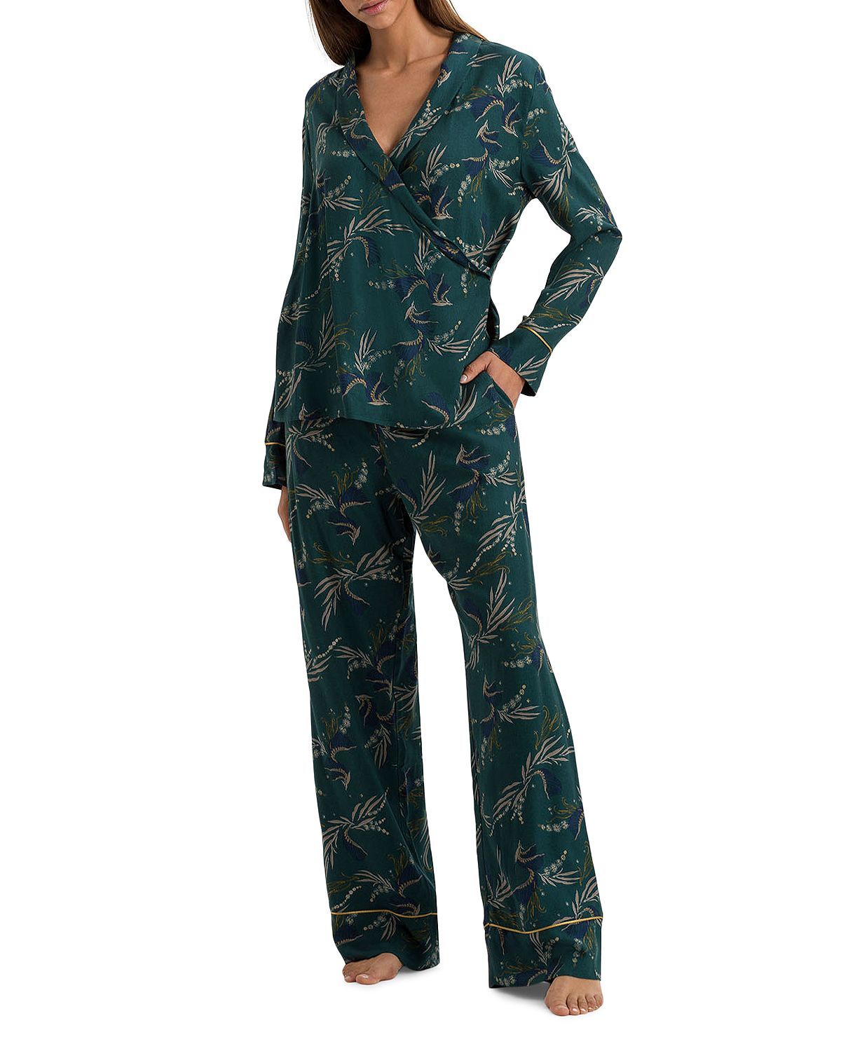 Hanro Celia Pajama Pants Kelp Garden