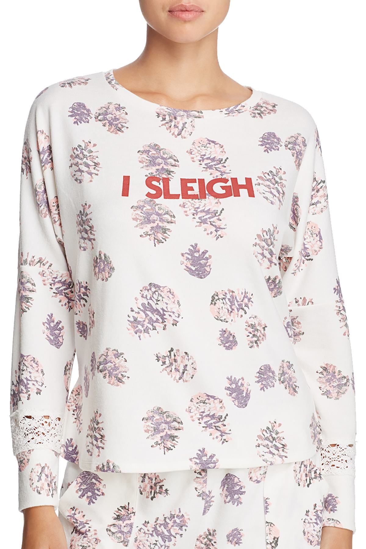 Honeydew Intimates Pinecone-Printed "I Sleigh" Lounge Top