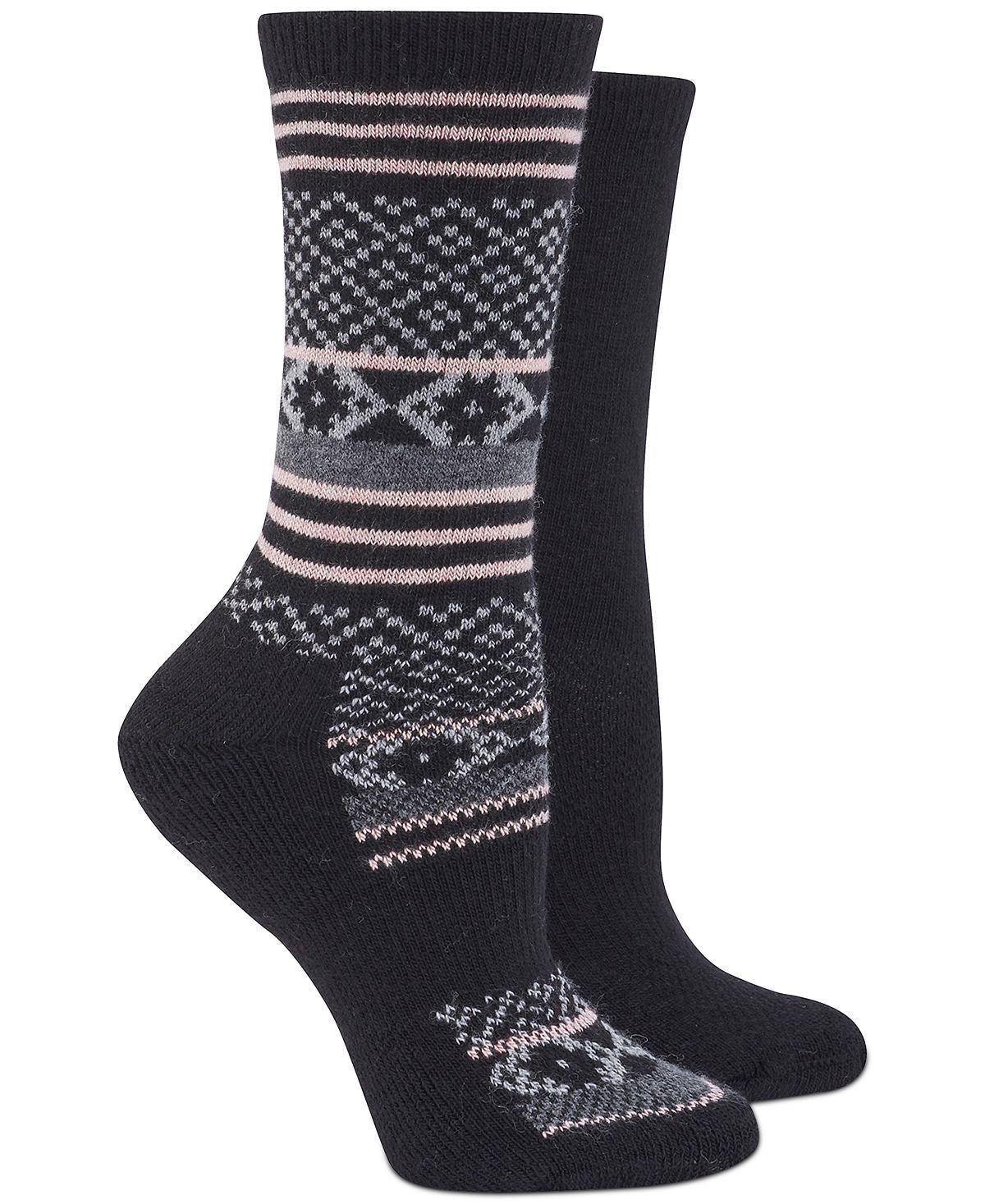 Hue Wo 2-pk. Boot Socks Black Multi W/black Solid