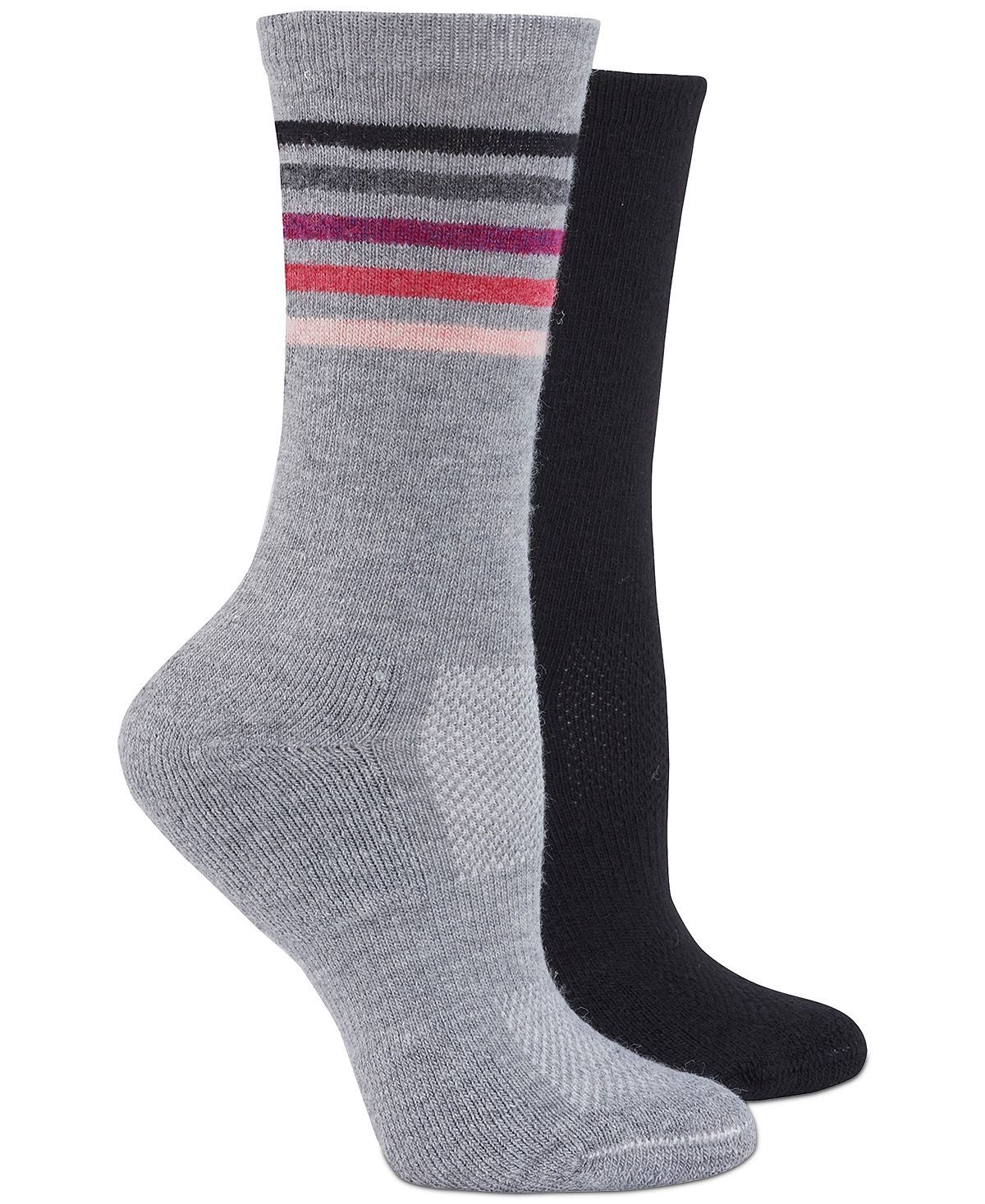 Hue Wo 2-pk. Boot Socks Silver Grey Combo W/black Solid