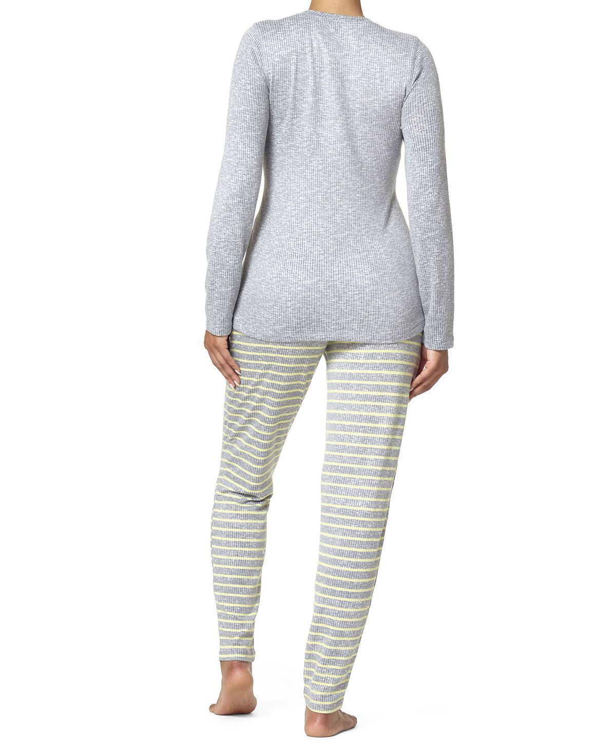 Hue Wo Ribbed Henley Pajama Set Sleet