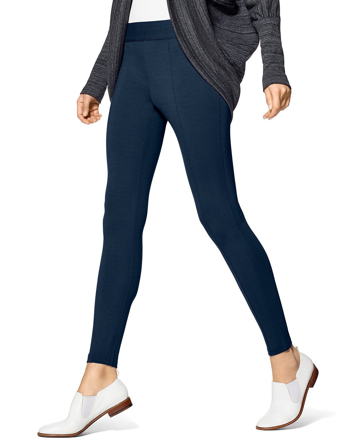 Hue high-waist Blackout Pont-knit Leggings Navy