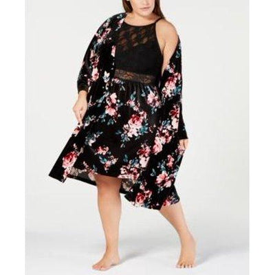 INC I.N.C. Plus Size Printed Velvet Wrap Robe