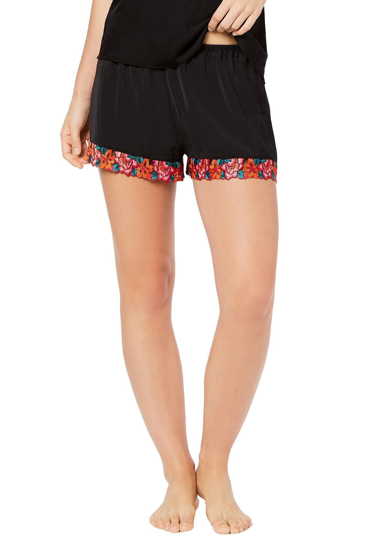 INC International Concepts Embroidered Satin Short in Deep Black