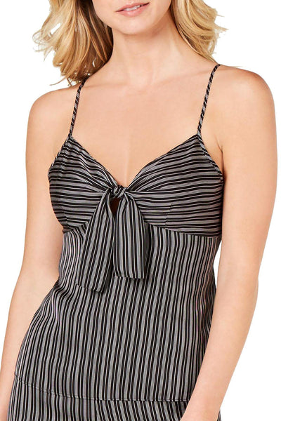 INC International Concepts Striped Satin Lounge Tank in Black