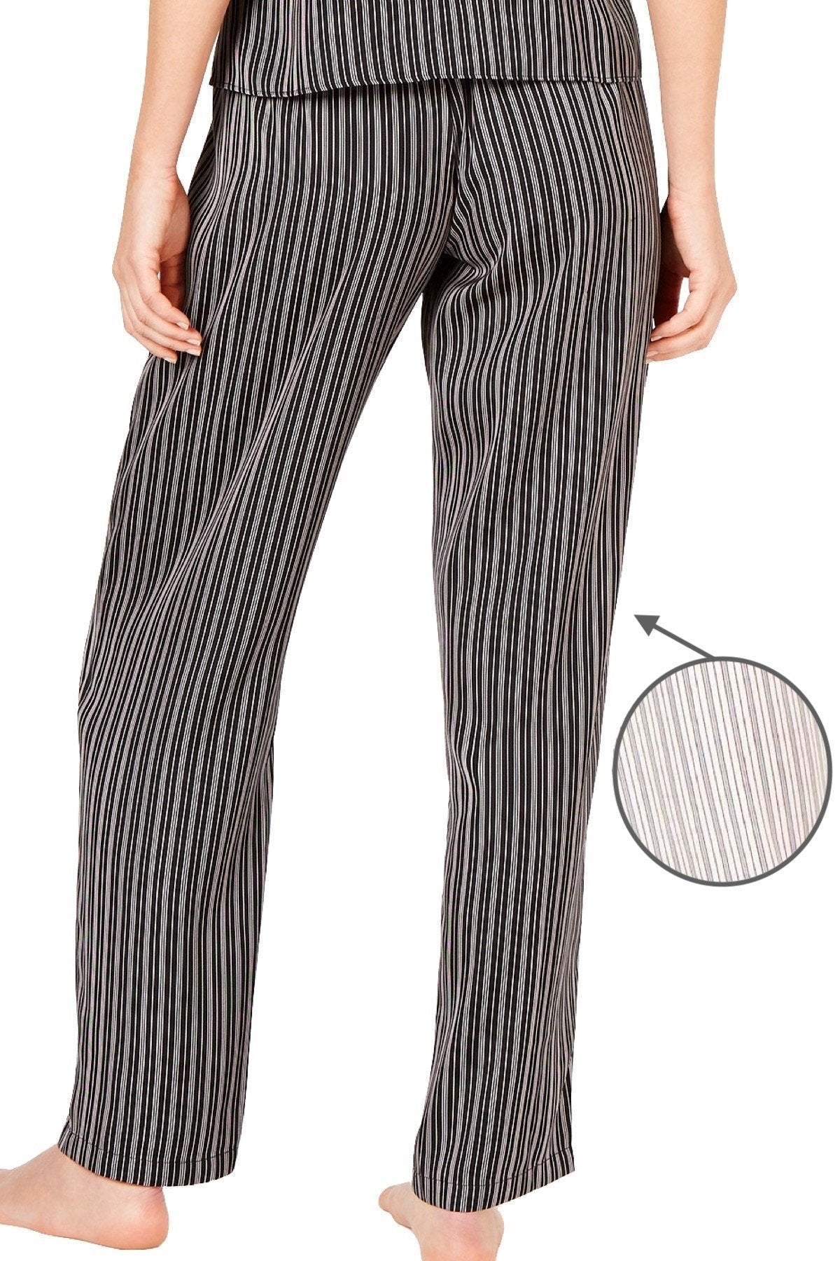 INC International Concepts Striped Satin Pajama Pant in White