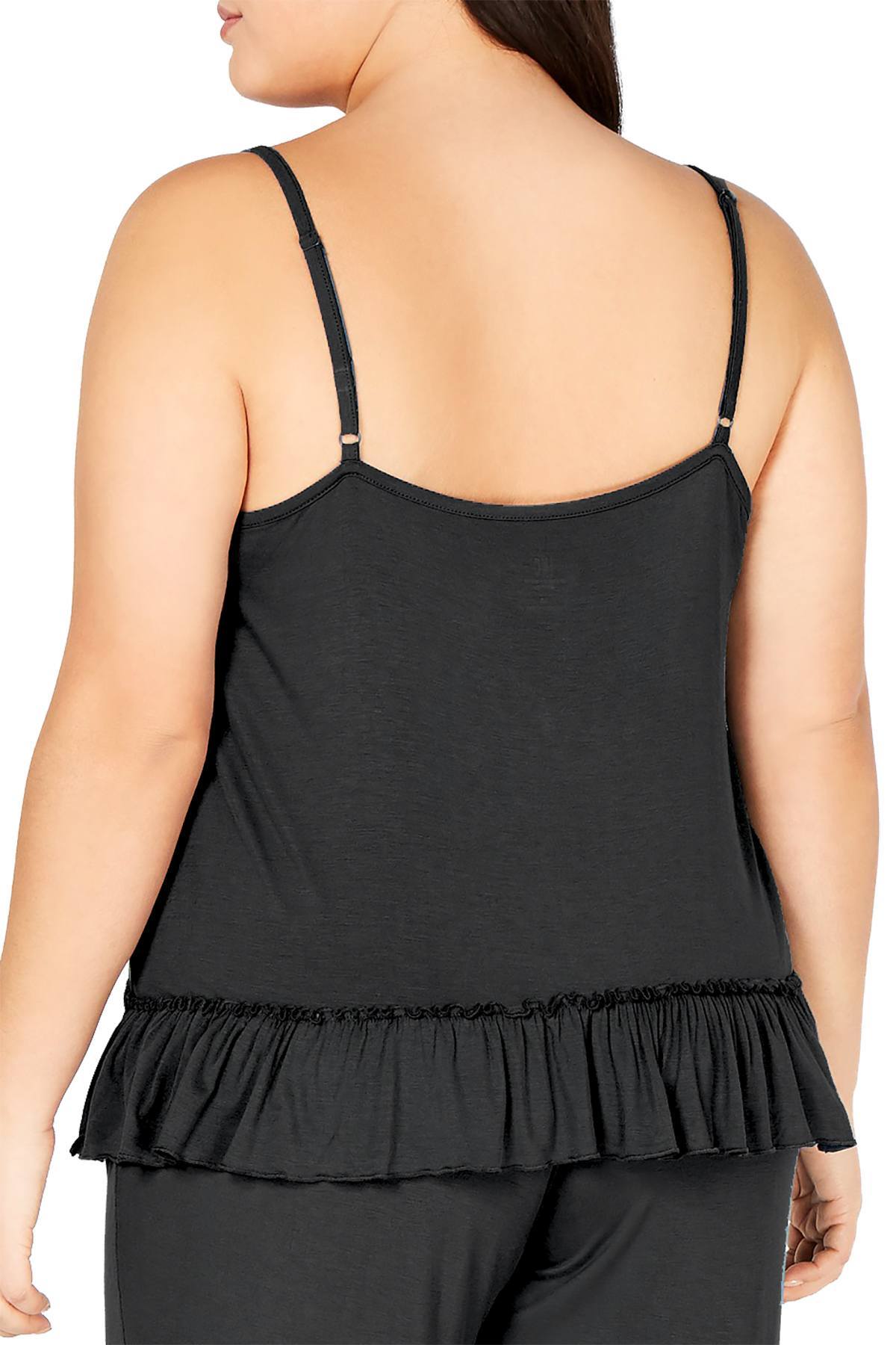 INC International Concepts Ultra Soft Ruffle Flounce Lounge Top in Deep Black