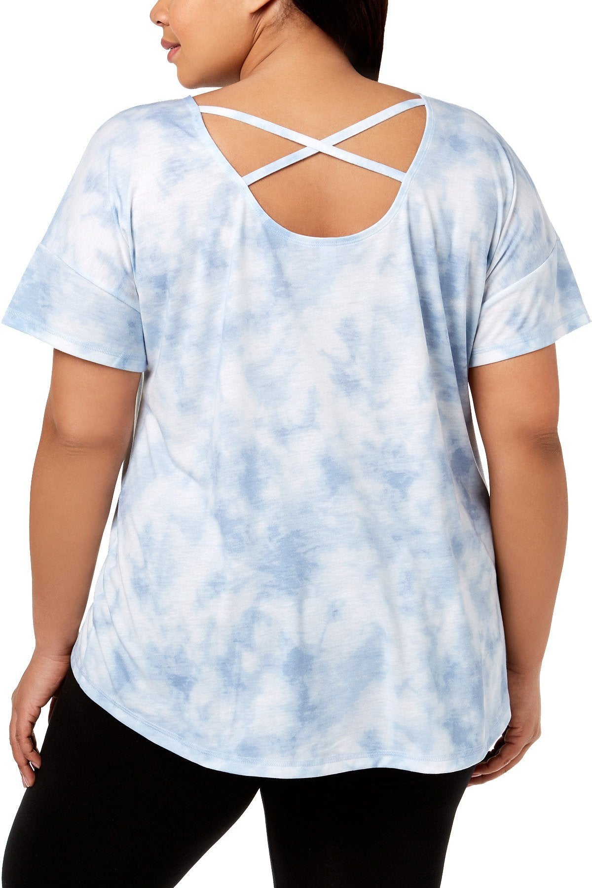 Ideology PLUS Blue Wash Crisscross Back Tee