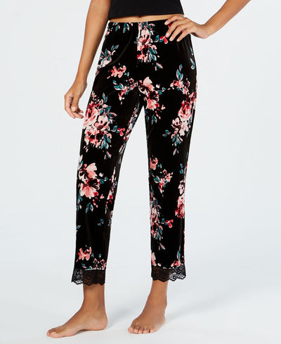 Inc International Concepts Inc Lace-trim Printed Velvet Pajama Pants Winter Break Blossom