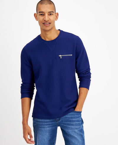 Inc International Concepts Ottoman Ribbed T-shirt Navy Bud