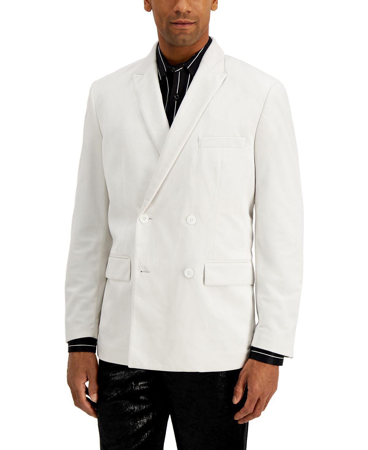 Inc International Concepts Rick Double Breasted Velvet Blazer Off White