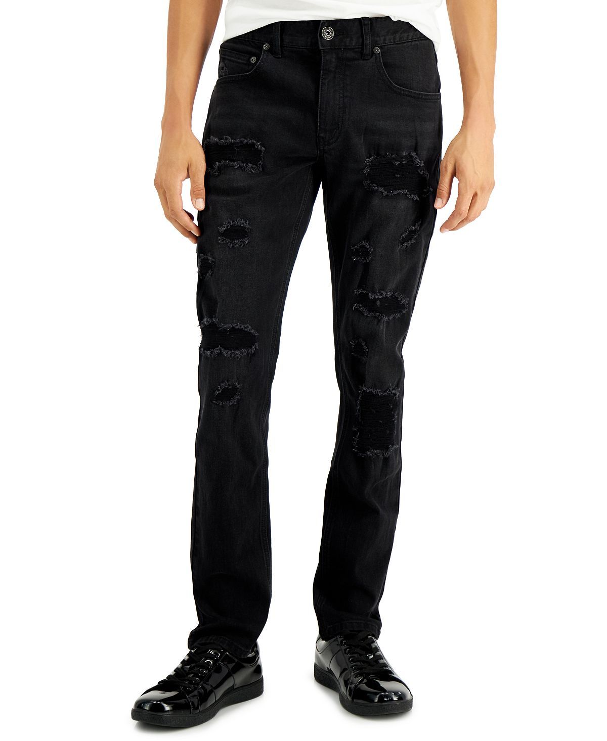 Inc International Concepts Skinny-fit Destroyed Jeans Black Wash