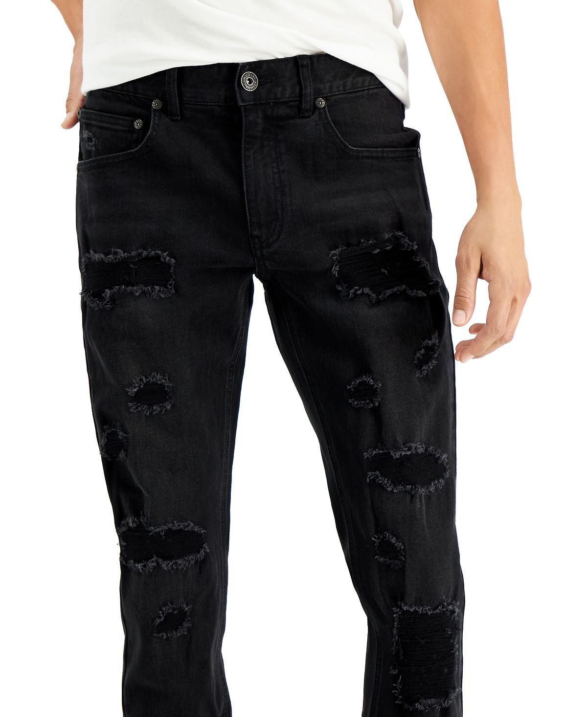 Inc International Concepts Skinny-fit Destroyed Jeans Black Wash