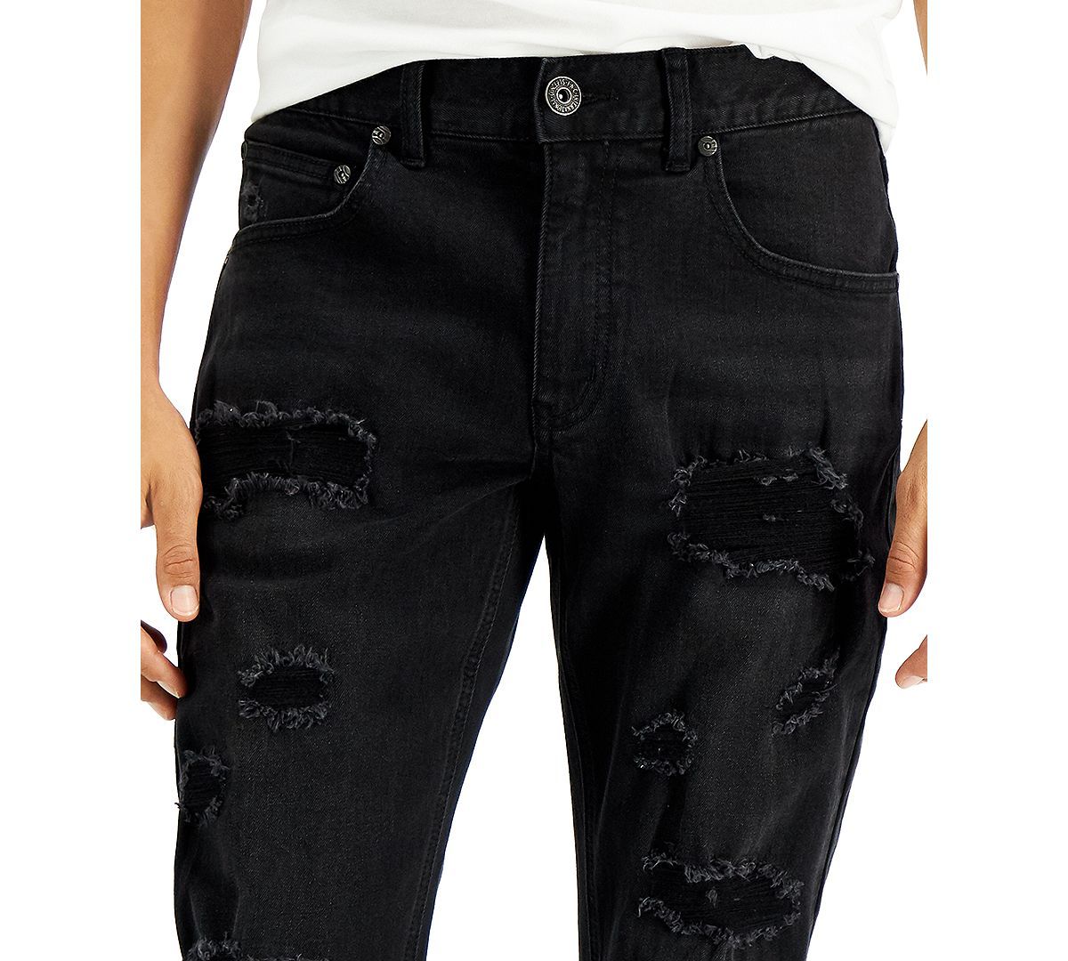 Inc International Concepts Skinny-fit Destroyed Jeans Black Wash