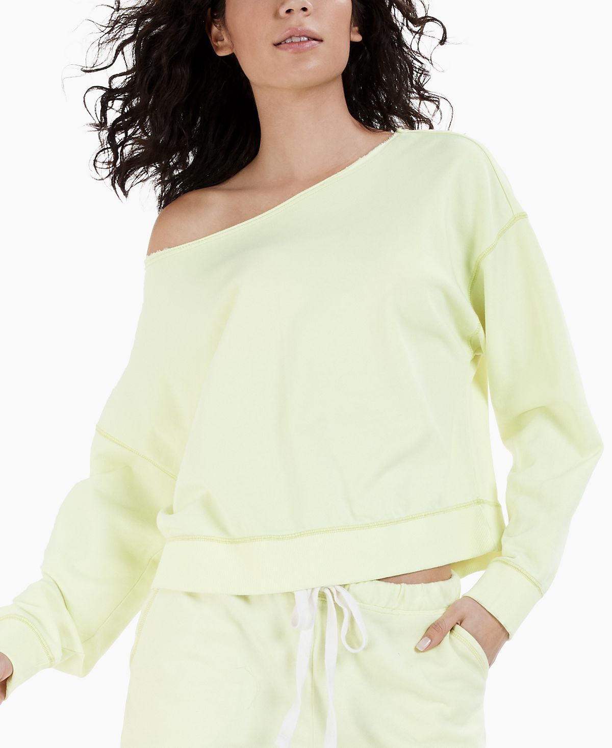 Jenni Cotton French Terry Pajama Top Crisp Honeydew