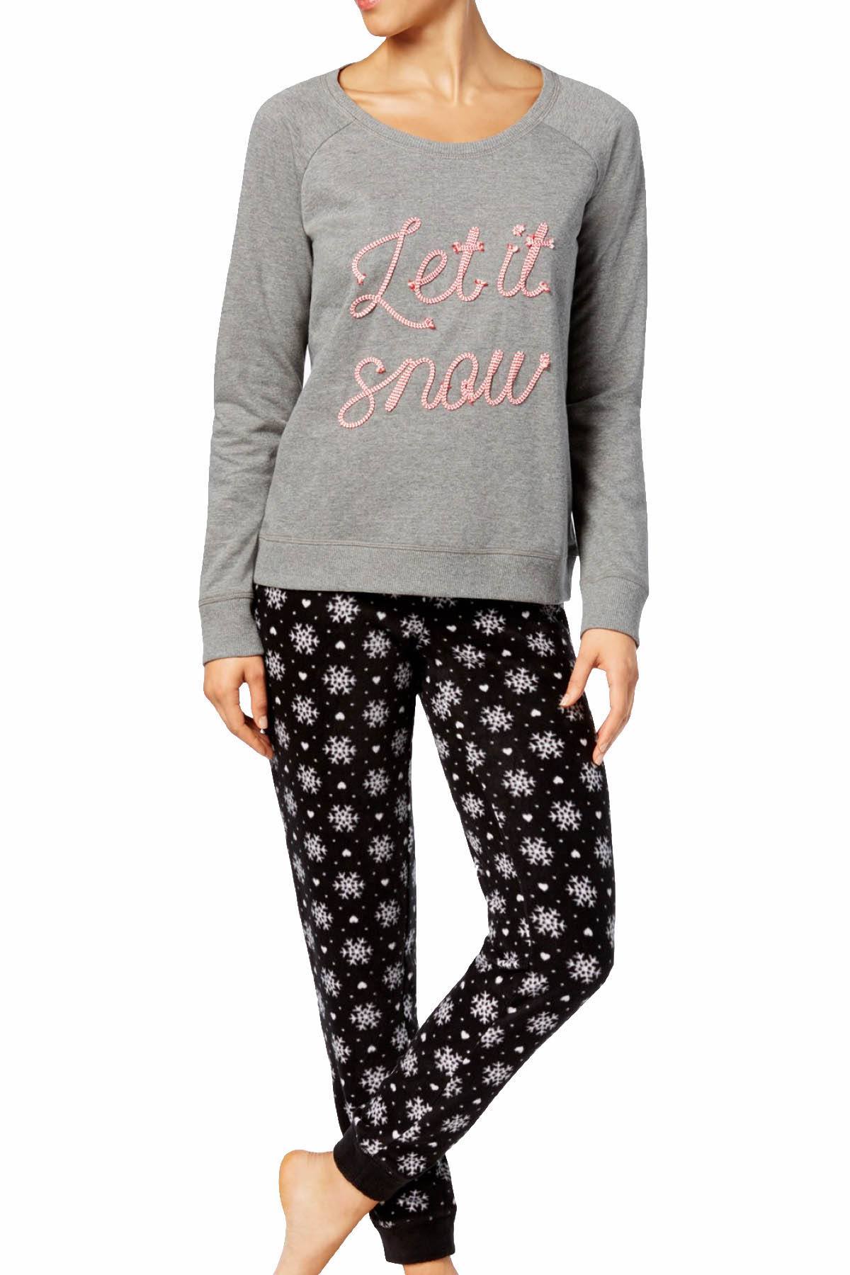 Jenni Graphic Lounge Top in Let it Snow Grey