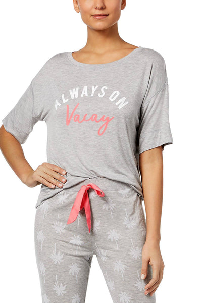 Jenni Graphic Print Lounge Tee in Vacay Grey