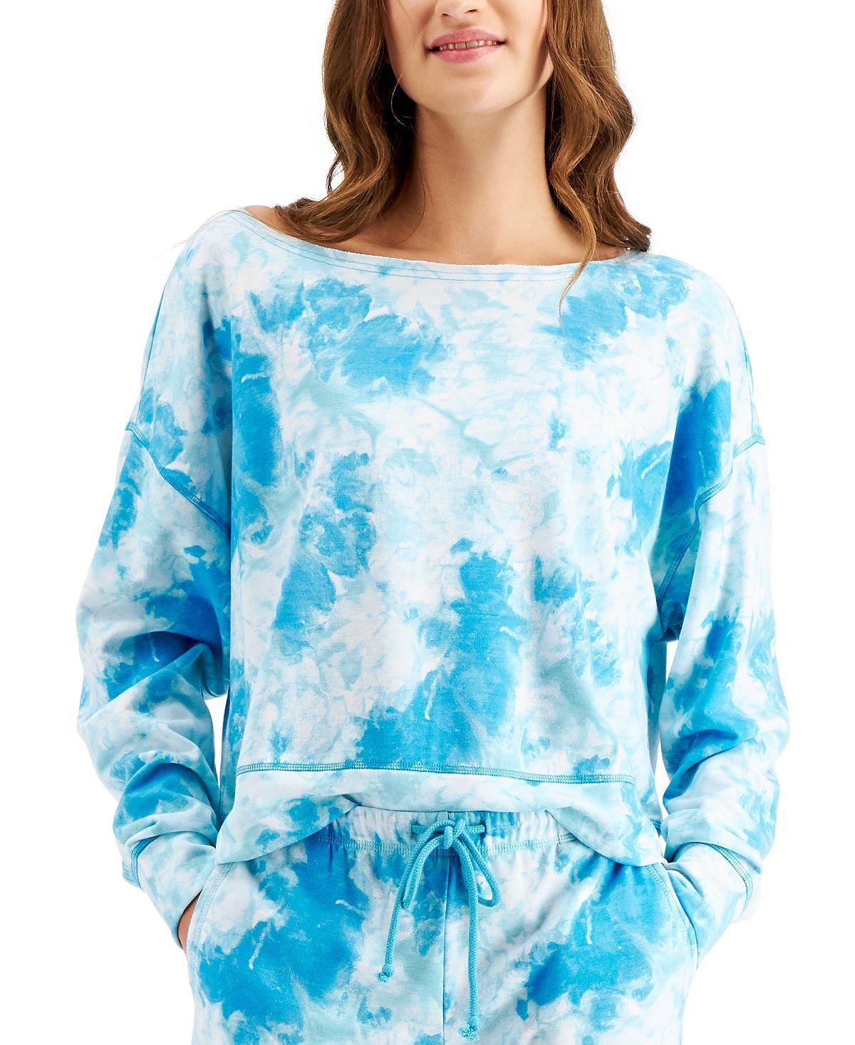 Jenni On Repeat Super Soft Crew Sleep Top Blue Tiedye