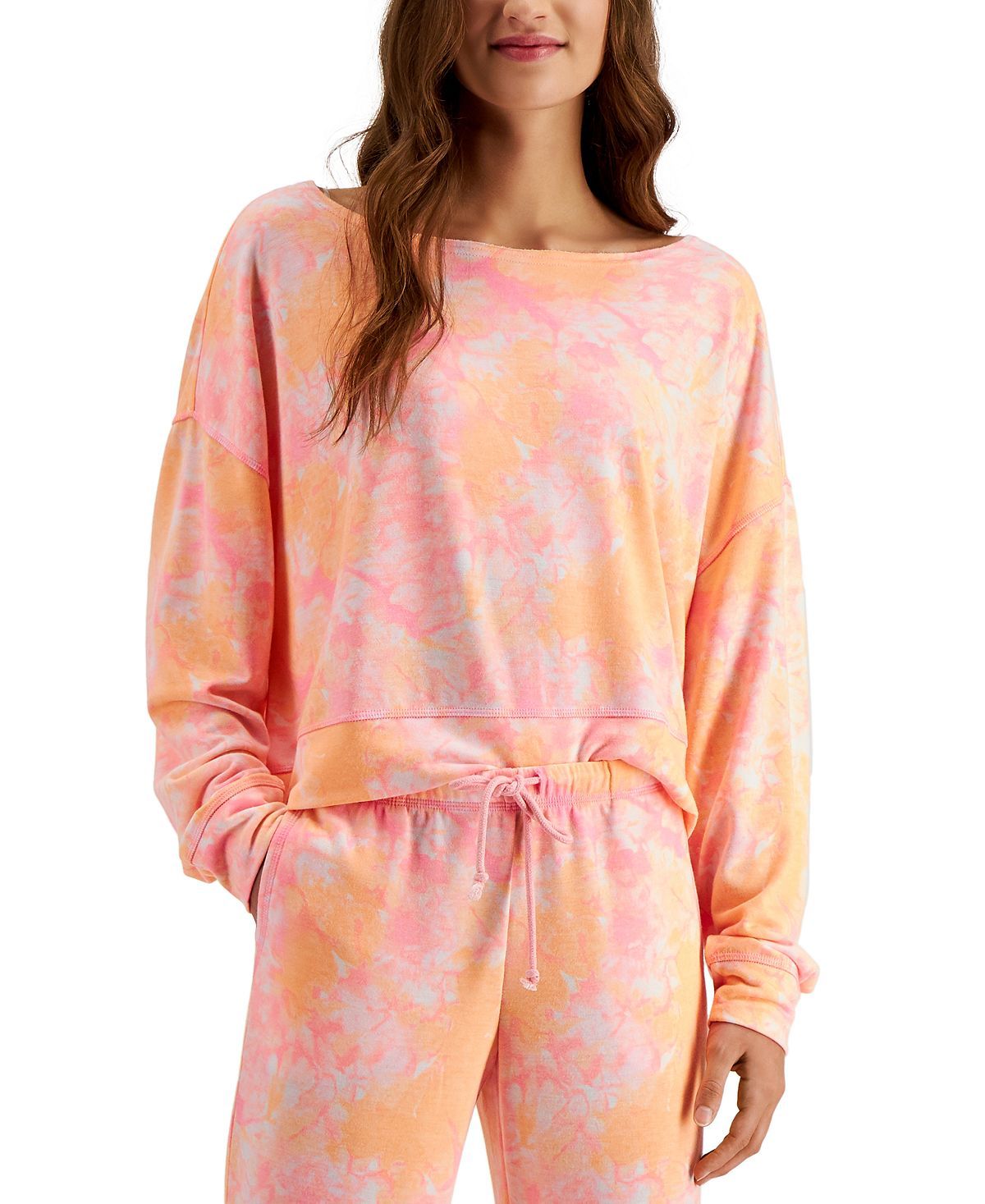 Jenni On Repeat Super Soft Crew Sleep Top Pink Tiedye