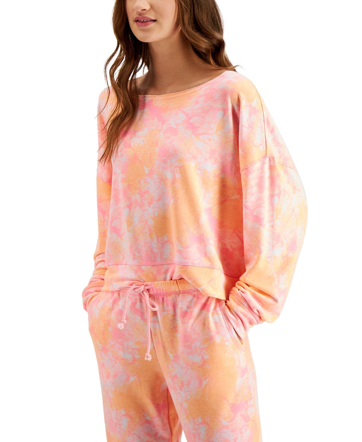 Jenni On Repeat Super Soft Crew Sleep Top Pink Tiedye