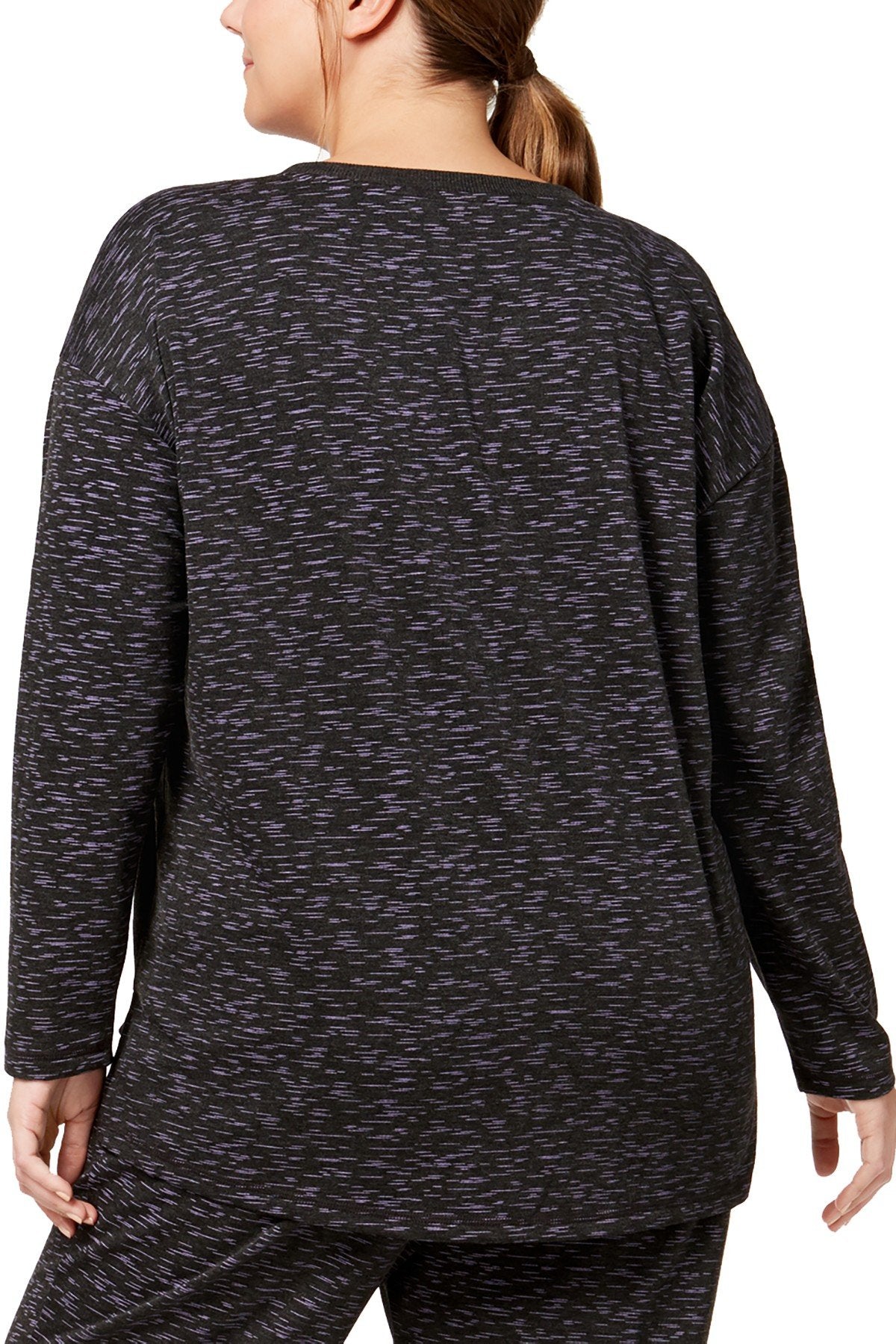 Jenni PLUS Printed Lounge Top in Charcoal/Purple Space-Dye