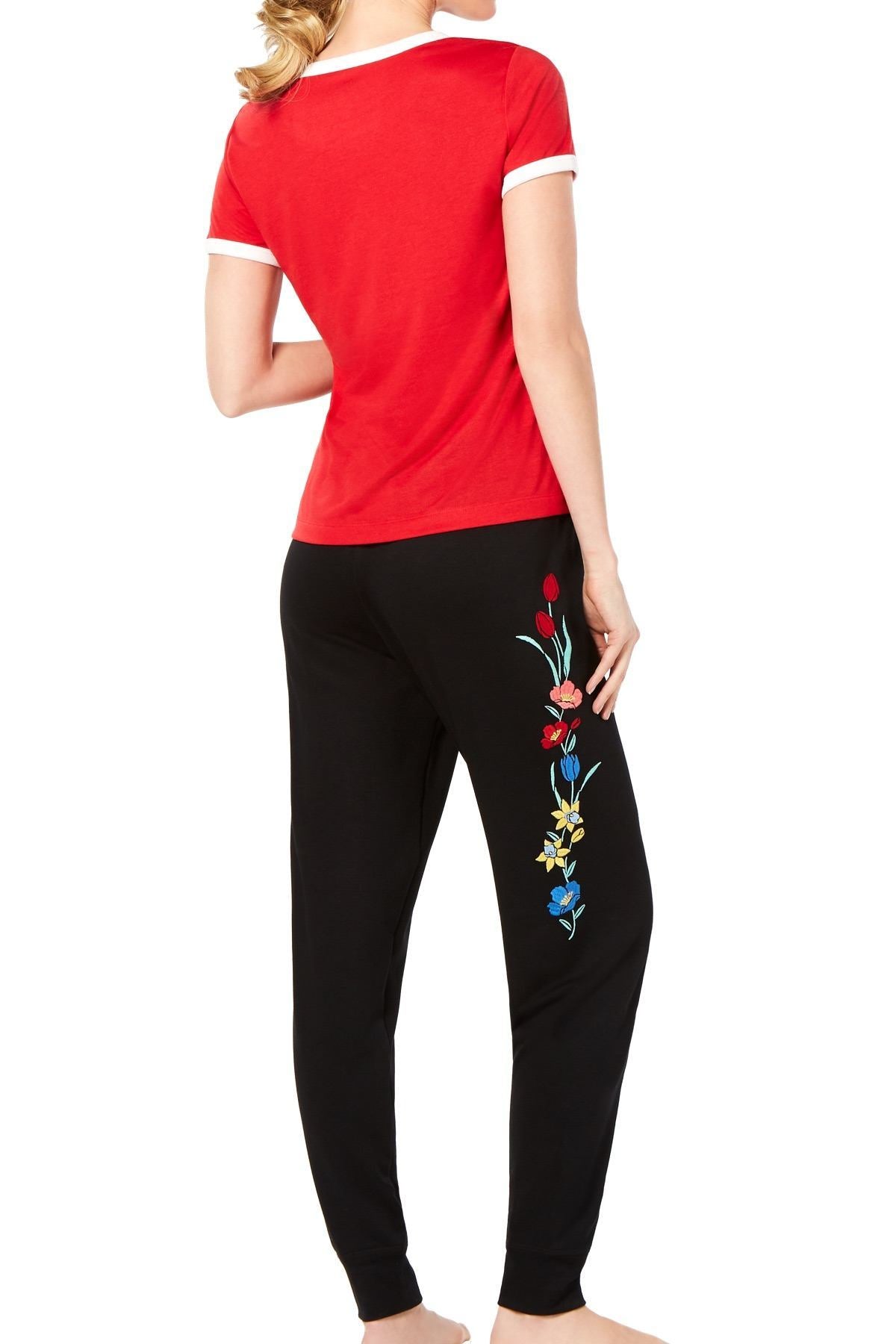 Jenni Ringer T-Shirt in Sun Sleep Embroidered Red