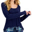 Jenni Solid Long-sleeve Pajama Top Navy Sail