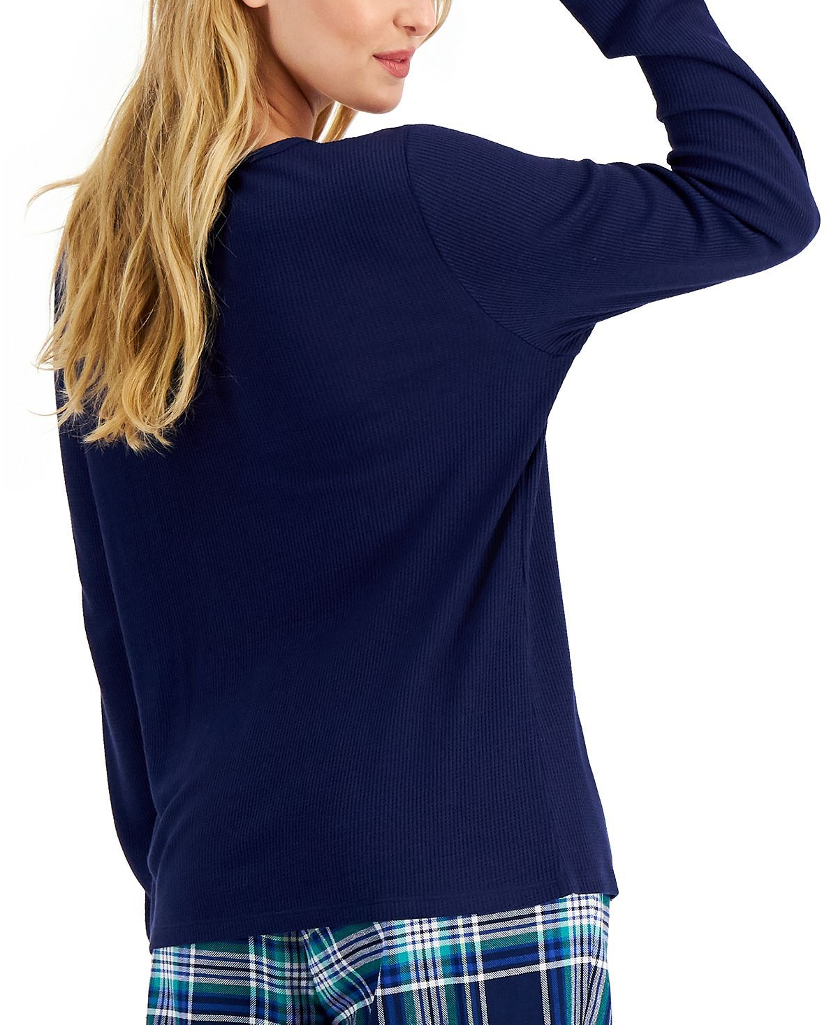 Jenni Solid Long-sleeve Pajama Top Navy Sail