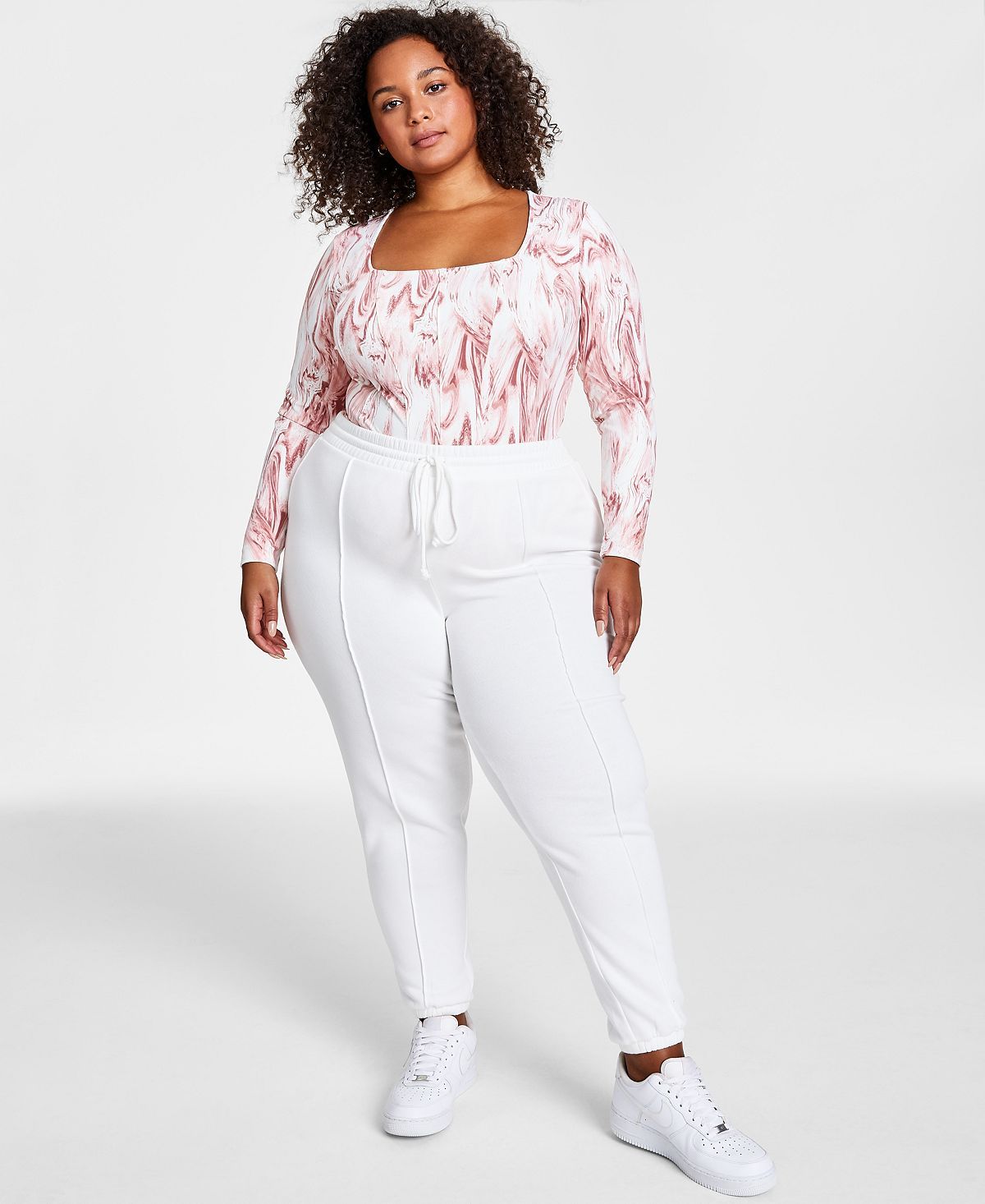 Jenni Style Not Long-sleeve Bodysuit Marble - Rose