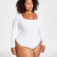 Jenni Style Not Long-sleeve Bodysuit Washed White