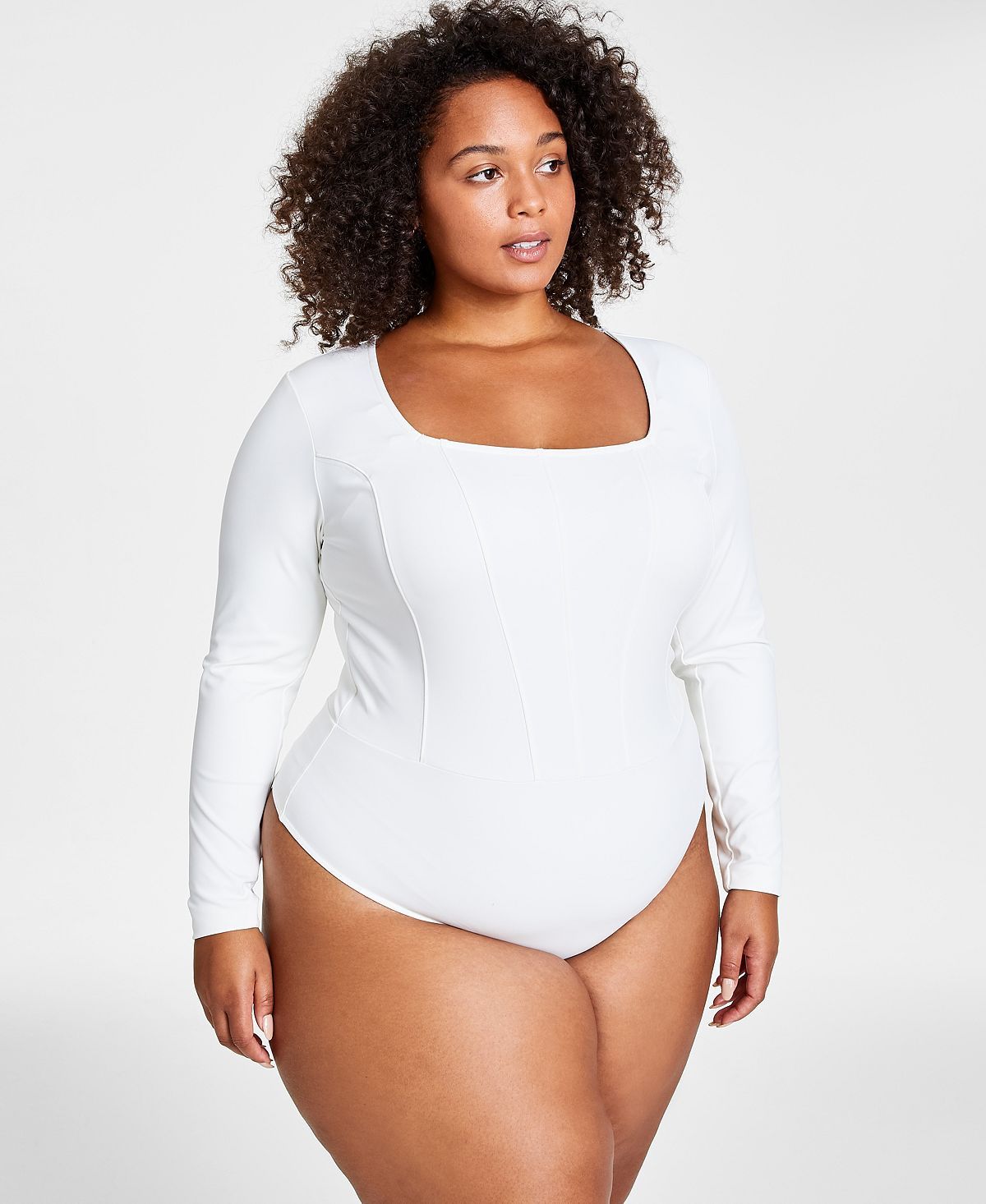 Jenni Style Not Long-sleeve Bodysuit Washed White