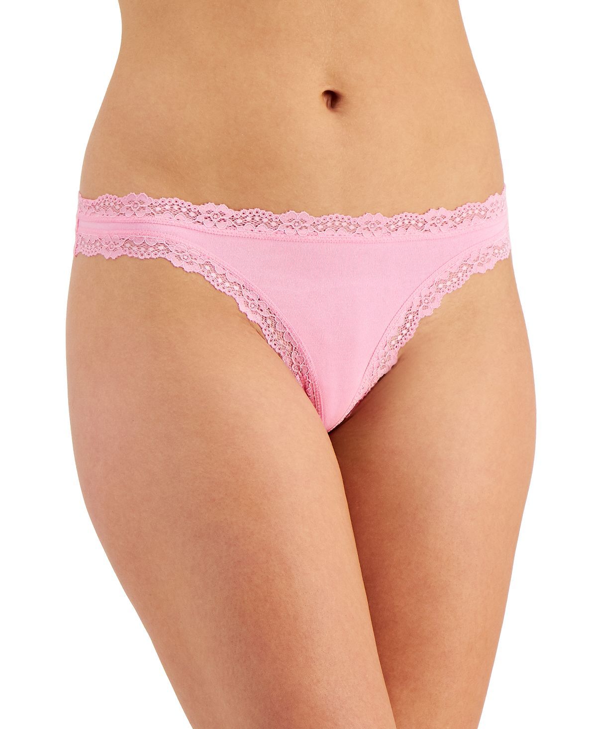 Jenni Wo Lace-trim Thong Cali Pink