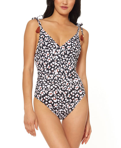 Jessica Simpson Cool Cat Printed Tassel Tie One-piece Swimsuit Leopard Multi