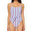 Jessica Simpson Miami Stripe Printed Tie-waist One-piece Swimsuit Eyeshadow Multi