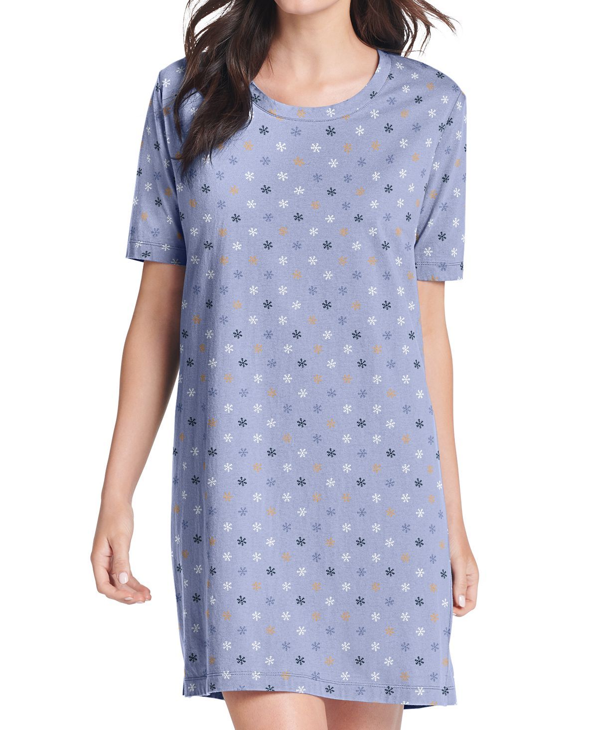 Jockey Everyday Essentials Cotton Short Sleeve Sleepshirt Nightgown Flurry Multi