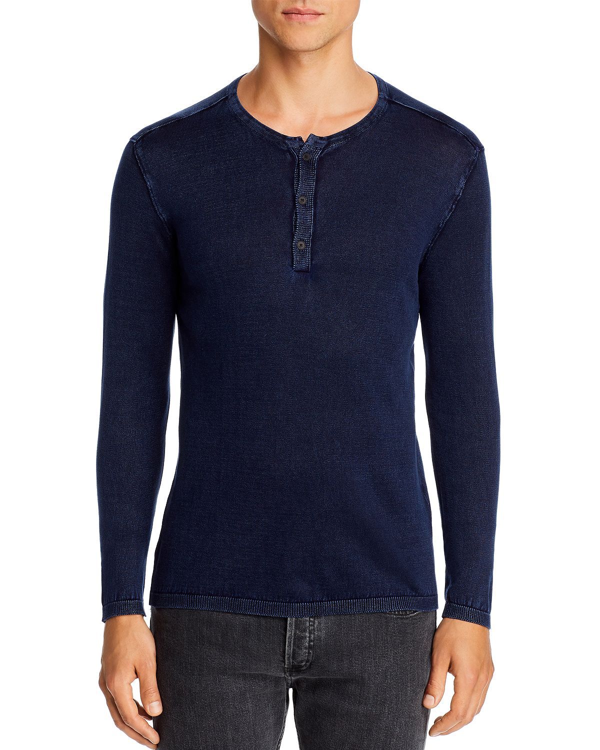 John Varvatos Star Usa Long-sleeve Henley Deep Blue