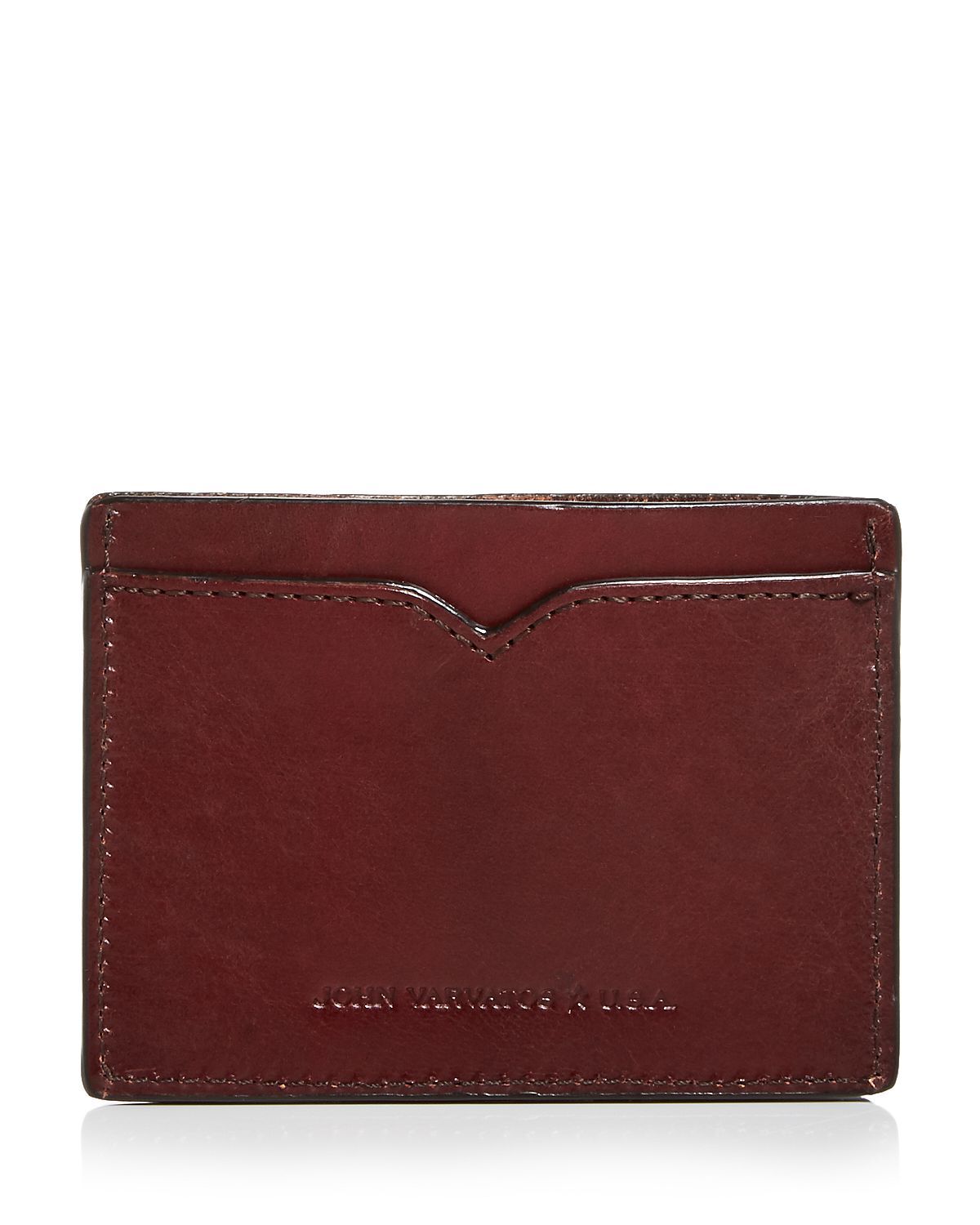 John Varvatos Star Usa Scored Leather Card Case Burgundy