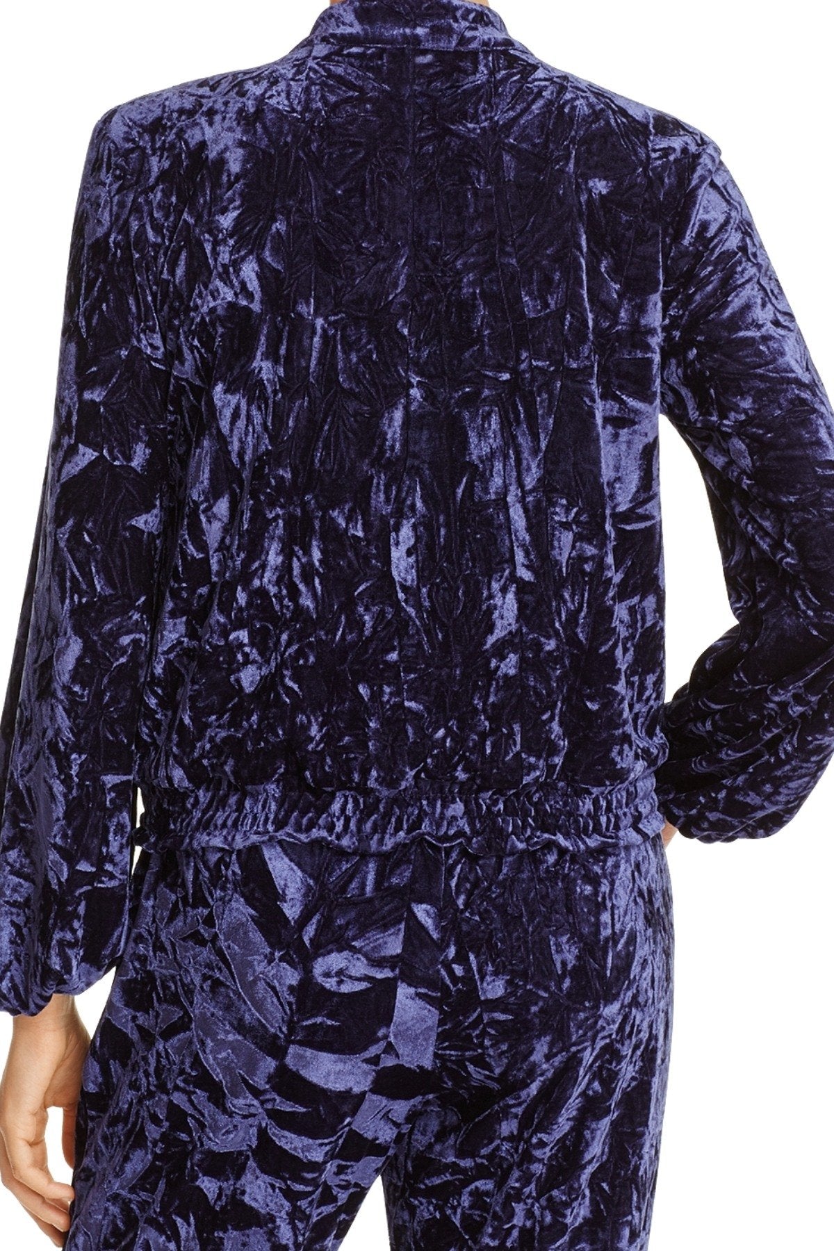 Josie by Natori Velvet Crush Zip Bomber Jacket in Midnight